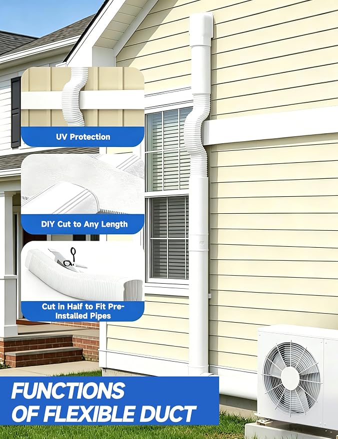 3'' 17 Ft Mini Split Line Cover Set Kit, Ductless Pipe Cover for Mini Split Line, Line Set Cover for Mini Split Air Conditioner, Central AC Pipe Cover