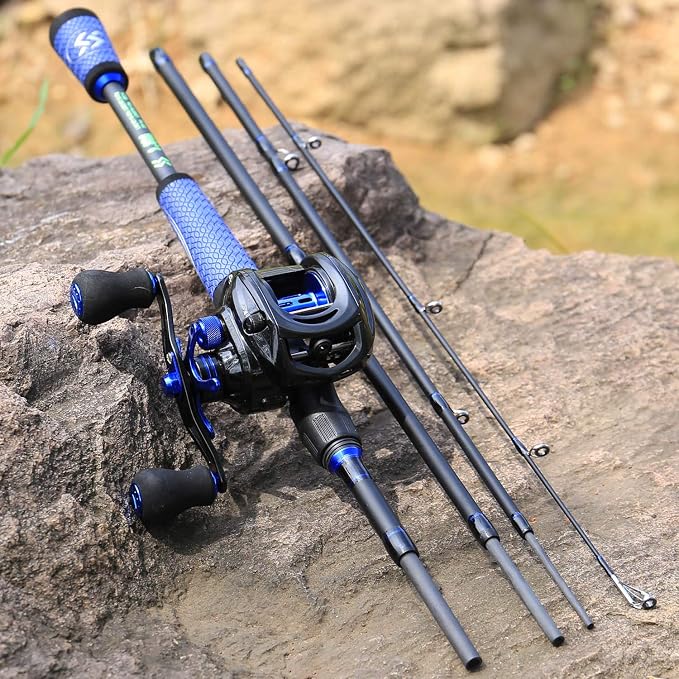 Sougayilang Speed Bass Fishing Rods, Porable Light Weight High Carbon 4 Pc Blanks for Travel Freshwater Fishing-Spinning & Casting