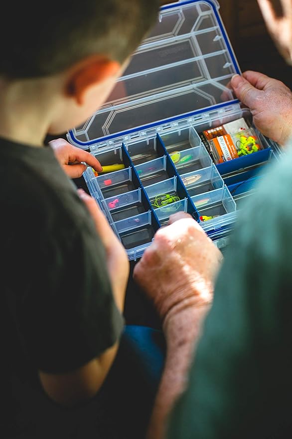 Flambeau Outdoors WP4005 Waterproof Fishing - Includes 11 Dividers, 16 Compartments, Waterproof Clear Fishing Lure Organizer, Ultimate Tuff Tainer with Zerust Dividers - 10.79" L x 7.20" W x 1.89" D