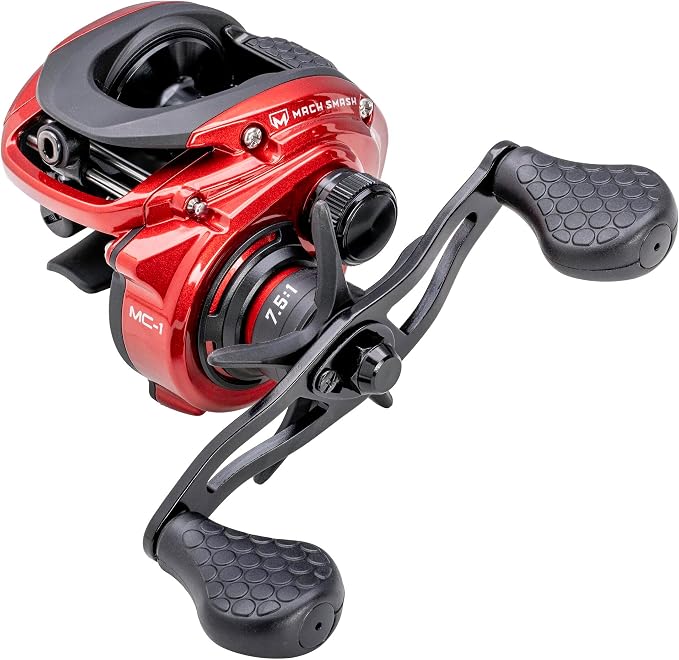Lew’s MACH Smash Baitcast Reel & Fishing Rod Combo, 7-Foot, 1-Piece Rod, LH Retrieve Reel