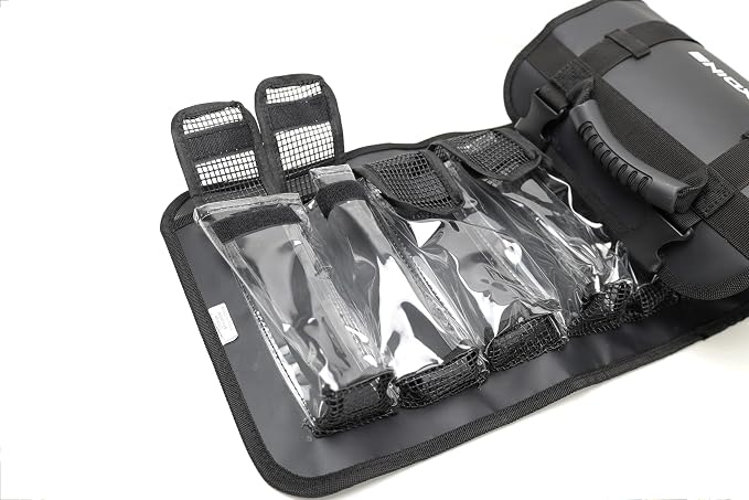 Lure Roll Up Fishing Jig Pouch Tackle bags | Heavy Duty Compact Waterproof Tarpaulin Fish Lure Pouch | 10 Clean Window Pockets for Fishing Lures Jigs Tools Storage