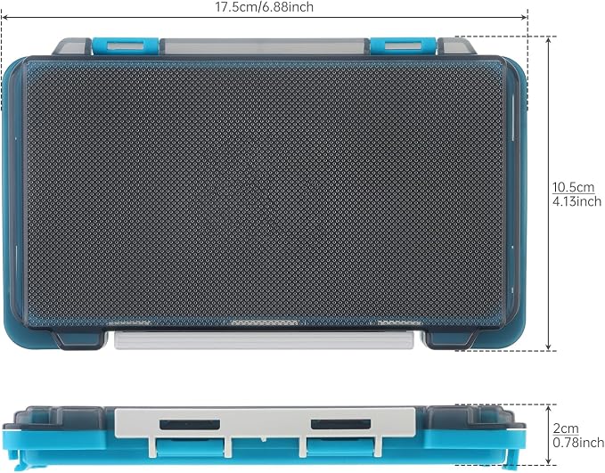 Fishing Tackle Box Slit Foam Case, Super Slim Fishing Lures Jig Box Hooks Spinners Spoons Storage Tackle Tray, (6.8 * 3.8 * 0.8inch) (Blue)