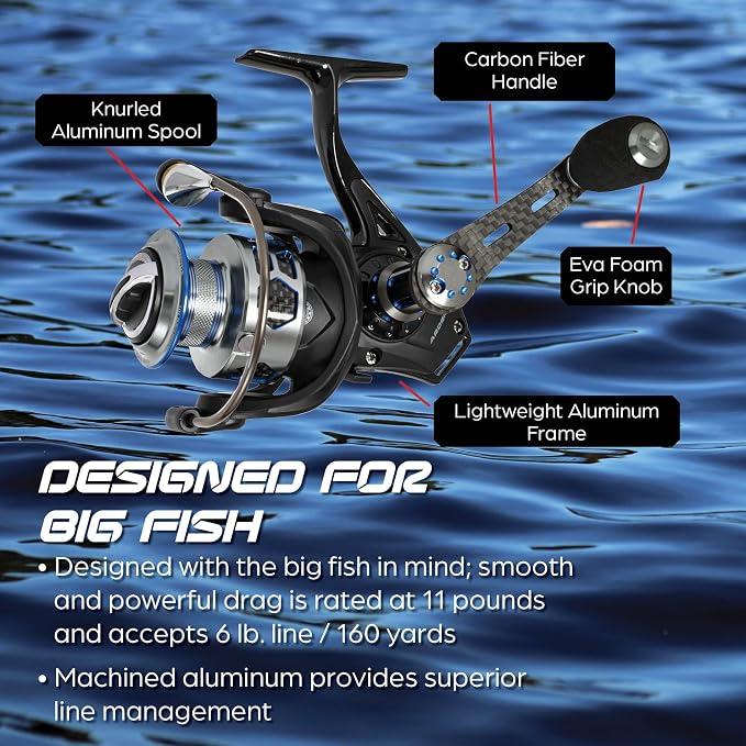 Ardent Bolt 1000-3000 Spinning Fishing Reel/High Speed Gear Ratio / 9+1 Ball Bearing Design/Lightweight Aluminum Frame /10-12lb 120 Yard line / 11-15 lbs. Drag