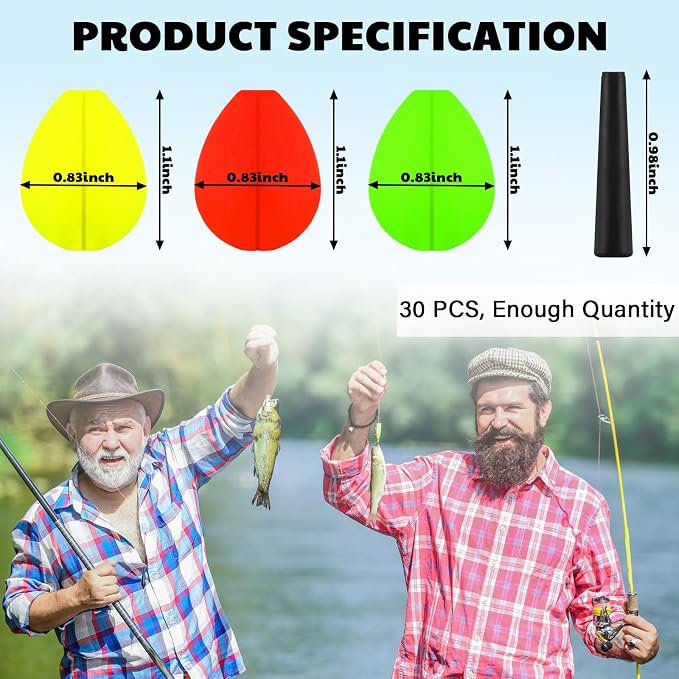 30 Pcs Trout Float Foam Teardrop Strike Fishing Bobbers Fishing Floats Fly Fishing Strike Indicators for Trout Offshore Saltwater Freshwater