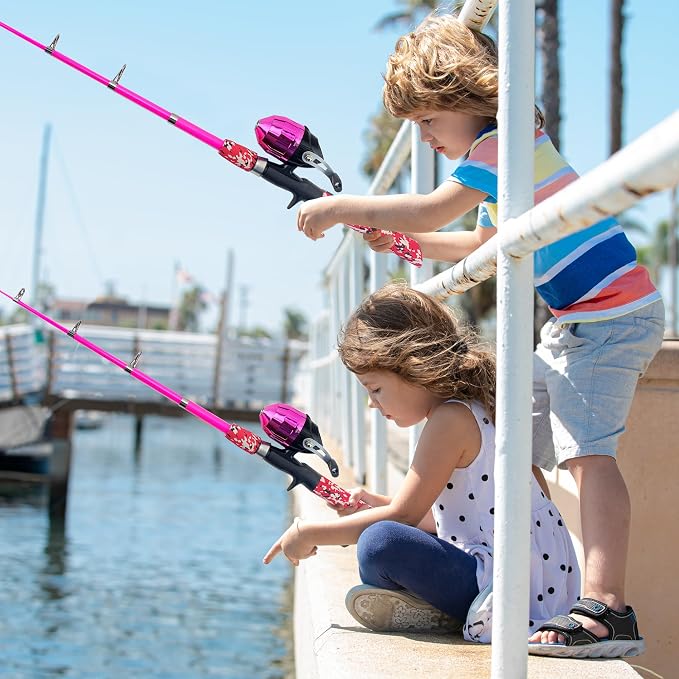WIDDEN Kids Fishing Pole, Portable Telescopic Kids Fishing Poles for Boys and Girls, Fishing Rod and Reel Combo Kit with Tackle Box, and Fishing Net, Best Fishing Pole for Toddler Youth
