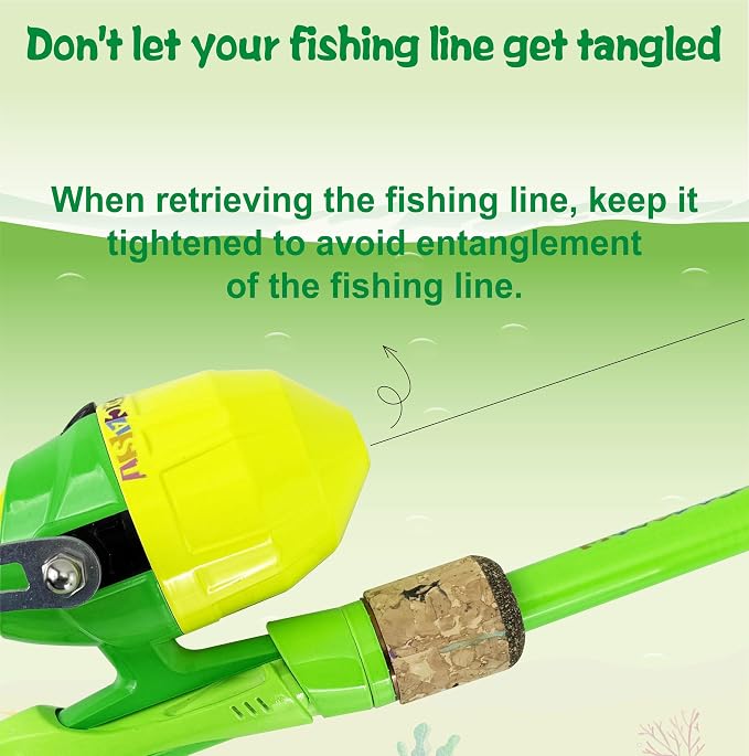 Kids Rod Set, Kids Fishing Rod and Reel Combo and Fishing Net Tackle Box with Fishing Lure Hook and Bag for Girls Beginners, Kids, Youth Anglers
