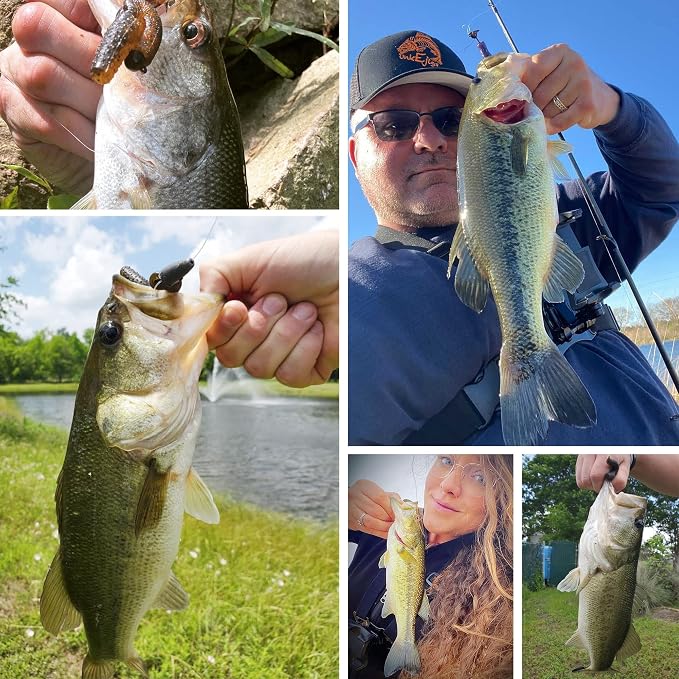 Soft Plastic Worm Fishing Lures Kit, Finesse TRD Stick Worms and Ned Rig Baits with Jig Heads for Bass Fishing, Freshwater Bass Soft Baits