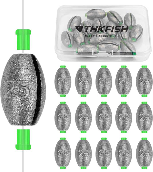THKFISH Egg Fishing Sinkers Weights, Removable Rubber Core Fishing Weights Twist-Lock Sinker,Bass Weights Sinker Tackle Saltwater Casting Fishing Sinkers Set Oval Freshwater,1/8-1OZ