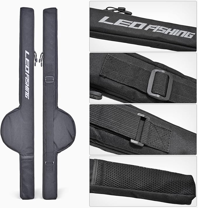 LEOFISHING Portable Fishing Rod Case Folding Fishing Pole Bag Fishing Pole Tackle Protective Cover Case Fishing Spinning Rod Bag Special Design for Fishing Poles with Reels 3 Size (Big)