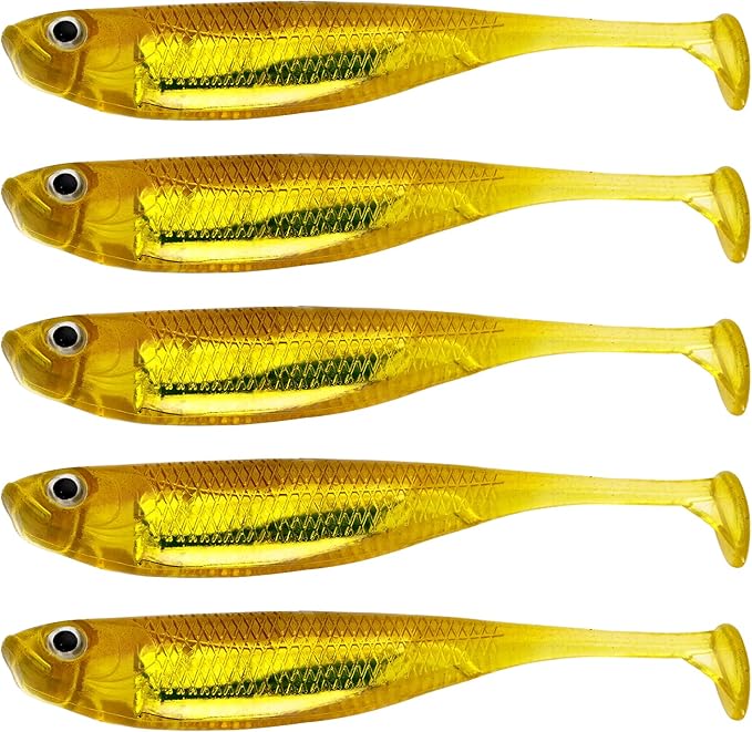 QualyQualy Soft Plastic Swimbait Paddle Tail Shad Lure Soft Bass Shad Bait Minnow Paddle Tail Swim Bait for Bass Trout Walleye Crappie - 2.75in, 3.14in, 3.94in, 5in