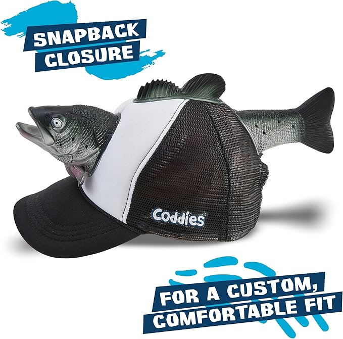 Coddies Bass Fish Hat - Hilarious Novelty Bass Fishing Hat, Perfect Gag Fishing Gift for Anglers, Dads & Fish Enthusiasts