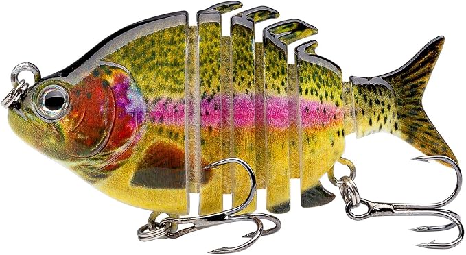 Bassdash SwimPanfish 0.34oz Hard Swimbaits Multi Jointed Topwater Trout Bass Fishing Crank Lure for Freshwater and Saltwater