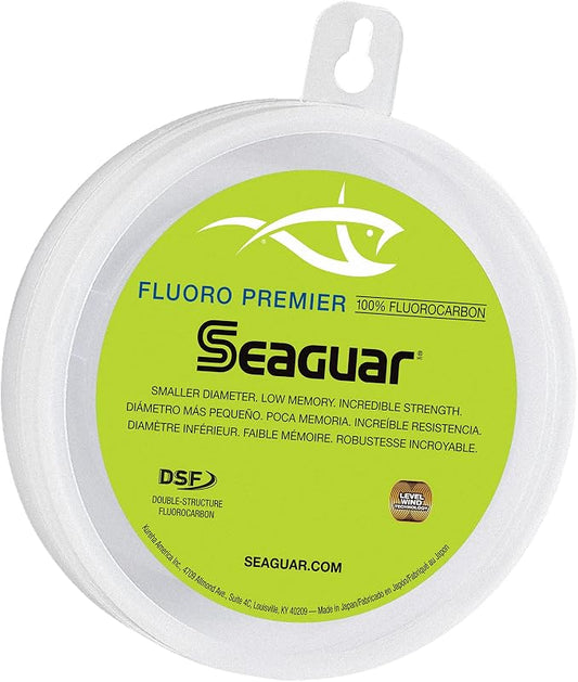 Seaguar Fluoro Premier Saltwater Fishing Line Shock Leader, 100% Fluorocarbon, Multiple Sizes