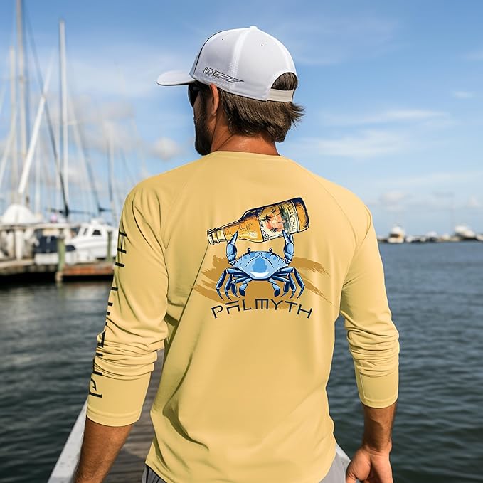 Palmyth Fishing Shirts for Men Long Sleeve UPF 50+ T Shirt Sun Protection Tee