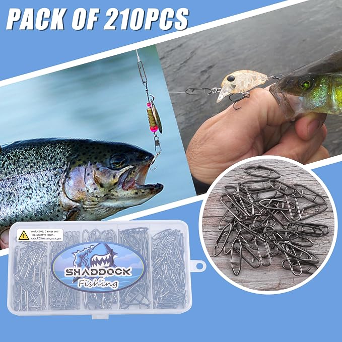 Power Clips Fishing Snaps Set High Strength Stainless Steel Quick Change Connector Swivels Tackle Fish Lure Attachement Freshwater Saltwater