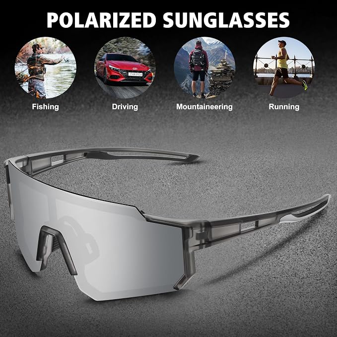 STORYCOAST Polarized Sports Sunglasses for Men Women,Driving Fishing Cycling Mountain Bike Sunglasses UV400 Protection