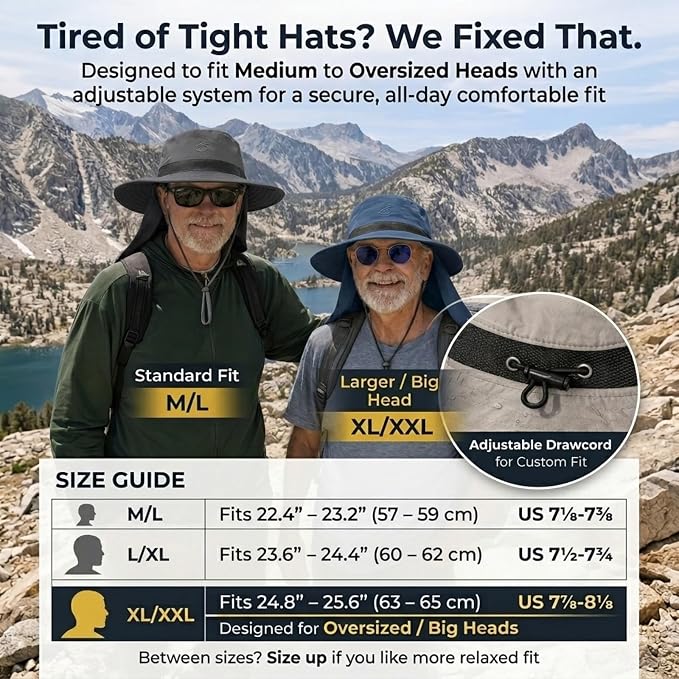 UVCoolix™ Cooling Sun Hat with Neck Flap,UPF 50+ Wide Brim UV Protection Boonie for Hot Outdoor Days