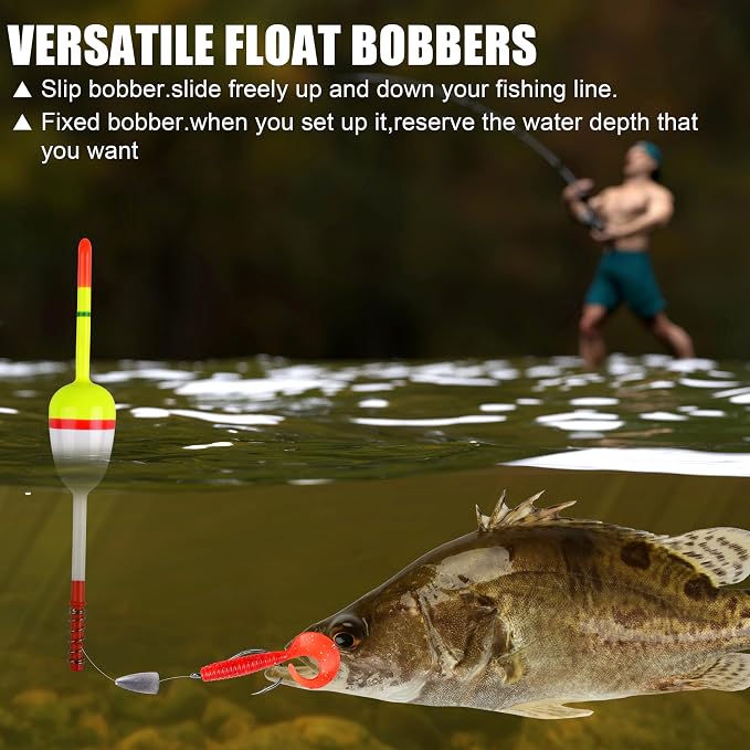 SILANON Wood Slip Bobbers Fishing Floats and Bobbers Spring Oval Stick Slip Floats for Crappie Catfish Trout Panfish Walleyes Fishing 5/10pcs