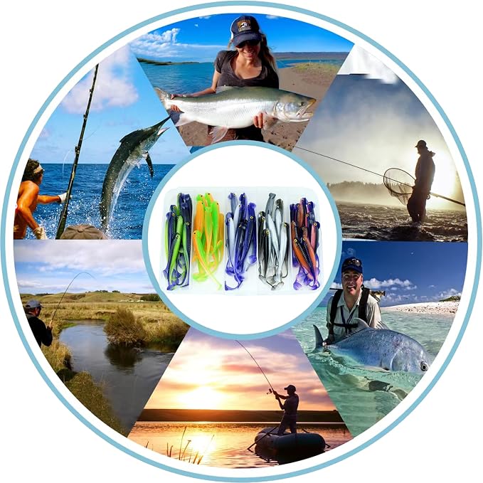 Fishing Soft Plastic Lures, Paddle Tail Swim Baits for Bass Fishing,Paddle Tail Swimbaits for for Bass Trout Walleye Lures, 30/50pcs Soft Plastic Baits with Box