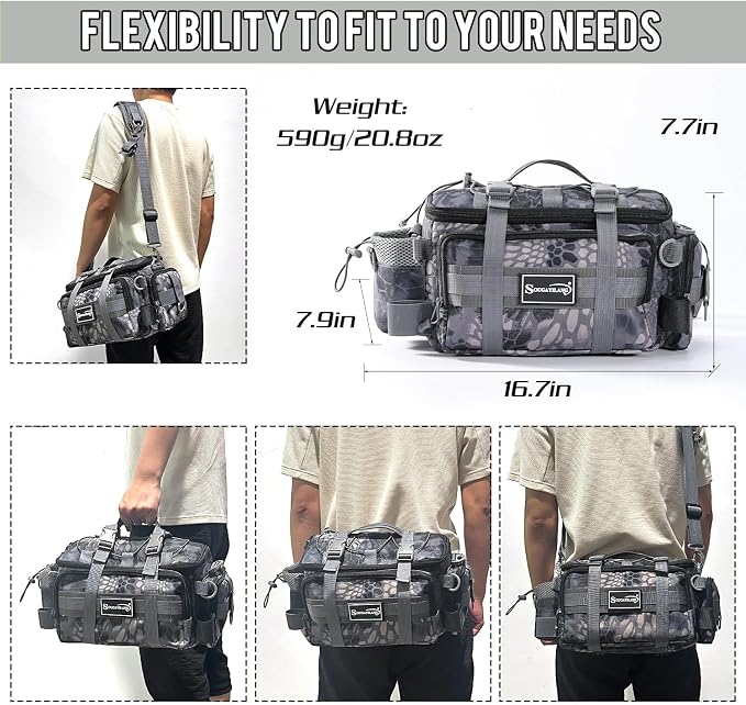 Sougayilang Fishing Tackle Bags - Fishing Tackle Storage Bags for Saltwater or Freshwater Fishing Gear - Padded Shoulder Strap - Tackle Box Bag Fishing Bag(Grey)