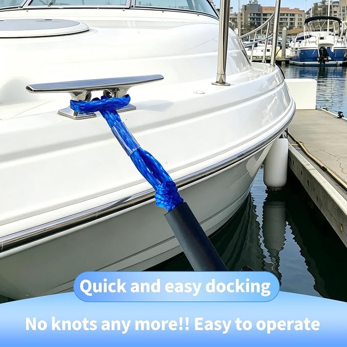 Bungee Dock Line with Stainless Steel Clip – Boat Dock Rope with Foam Float for Kayak, Canoe, Pontoon, Watercraft, SeaDoo, Docking – 4–5.5 ft, 2 Pack（Blue）