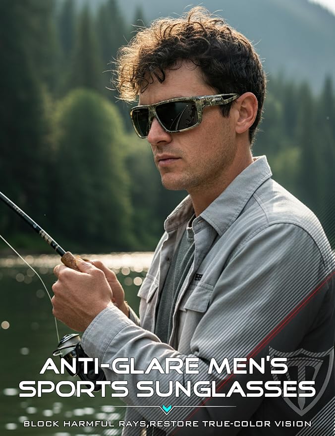 ATTCL Polarized Sunglasses Men Sports: UV Protection Lightweight TR90 Frame Anti-Slip Wrap-Around for Driving Fishing Golf