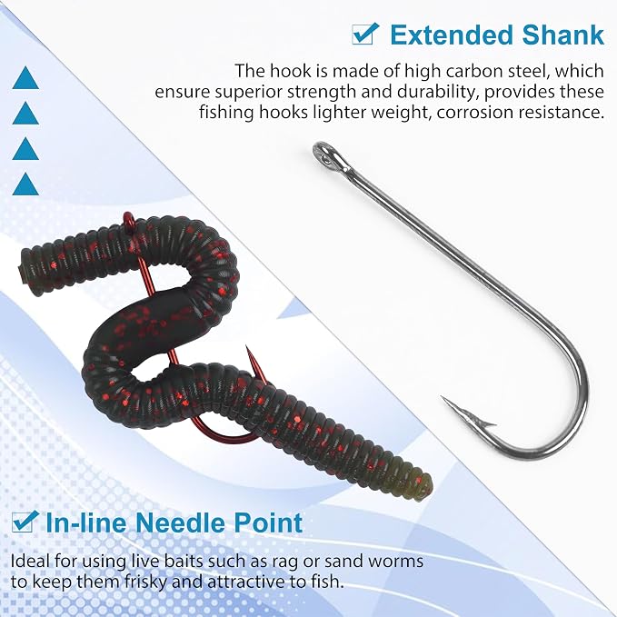 Crappie Panfish Fishing Hooks Aberdeen Hook Kit, 150pcs Fishing Hooks Long Shank Light Wire Crappie Hooks High Carbon Steel Live Bait Fishing Hook Freshwater Panfish Bass Catfish Trout Small Size