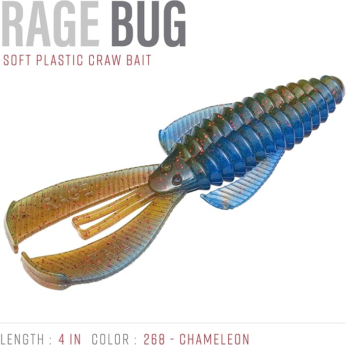Strike King Rage Bug Fishing Lure, Soft Plastic Grub, Unique Design, Subtle Action