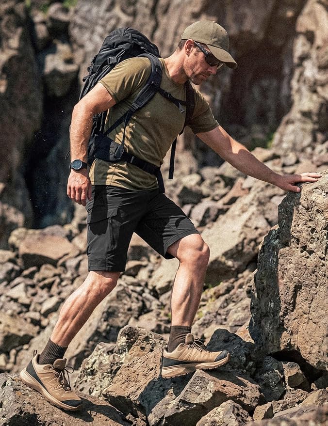 XKTTAC Men's Outdoor Quick Dry Lightweight Stretchy Shorts for Hiking, Tactical, Camping, Travel with 6 Pockets
