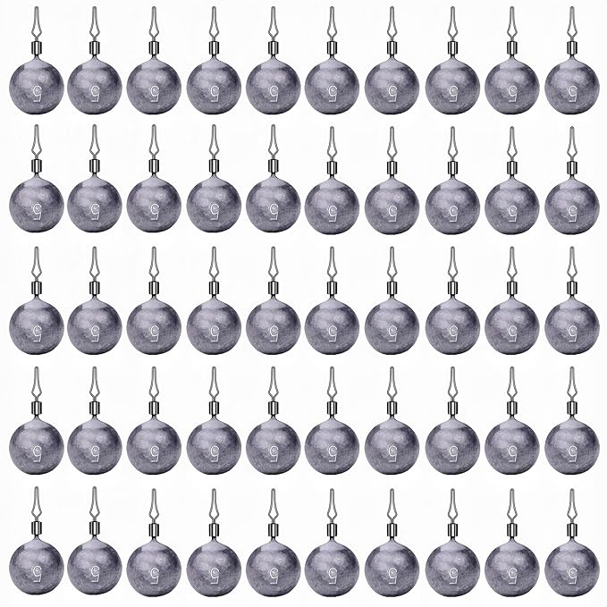 50Pcs Round Fishing Weights Sinkers Ball Fishing Weights Casting Drop Shot Sinkers Catfishing Sinkers Lead Weights Sinkers with Barrel Swivels for Saltwater Freshwater Fishing-(3.5-10g)
