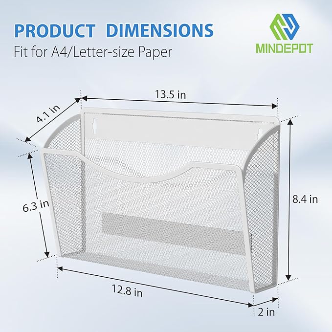 Magnetic Wall File Organizer,Hanging Wall Mounted File Folder Binder Holder Mail Organizer for Office,Home and School Supplies