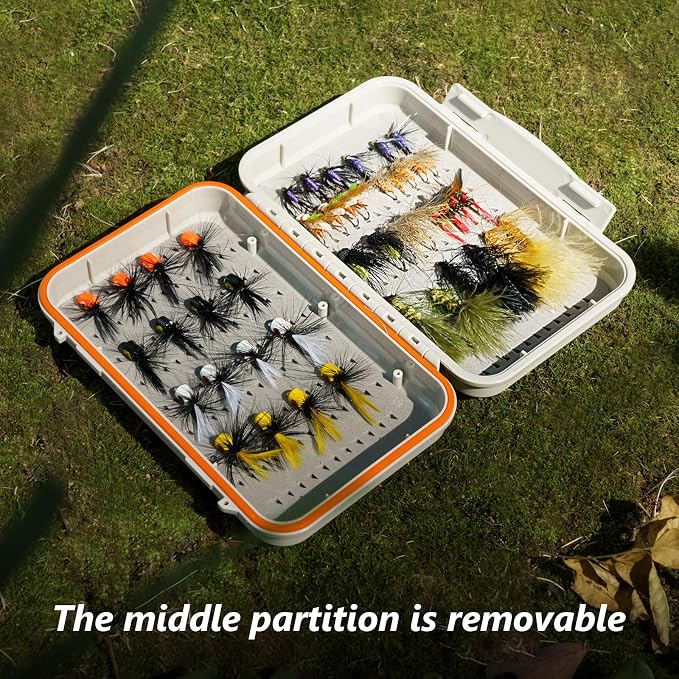 QualyQualy Fly Fishing Box, Fly Box Flies Case Jig Organizer Transparent Fly Fishing Tackle Box, Super Slim Flies Streamer Storage