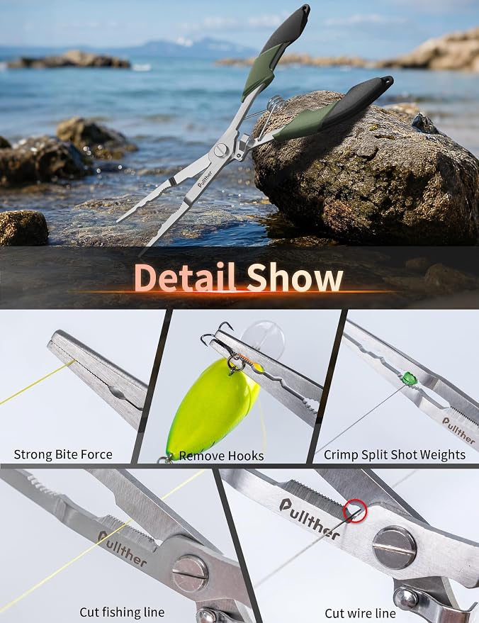Fishing Tools Kit, Fishing Pliers,Fishing Scissors, Fishing Line Cutter for Braided Fishing Line,Fishing Gear with Lanyard