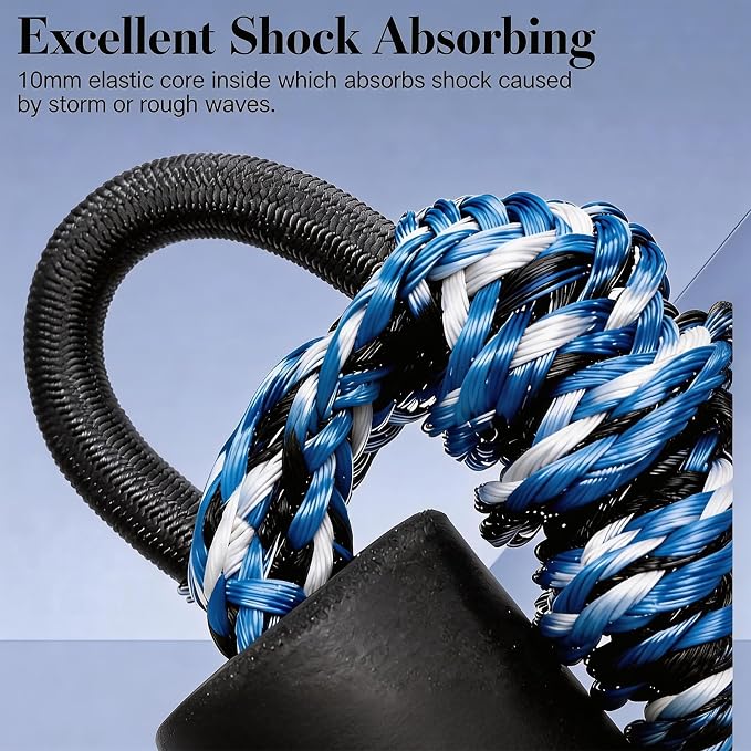 2 PK Blue Bungee Dock Lines for Boats 2FT with 316 Stainless Clip Boat Accessories Marine Grade Boat Rope Boating Accessories Boat Dock Lines Jet Ski or PWC Mooring Boat Lines & Dock Ties