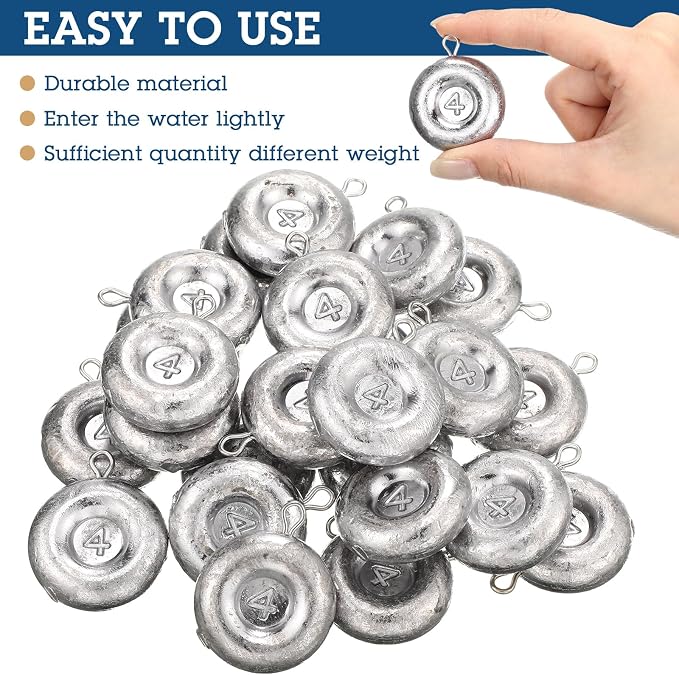 24 Pieces Fishing Disc Sinkers Weights Disc Sinker Fishing Sinkers Weights for Saltwater Catfishing Trolling Surf Tackle