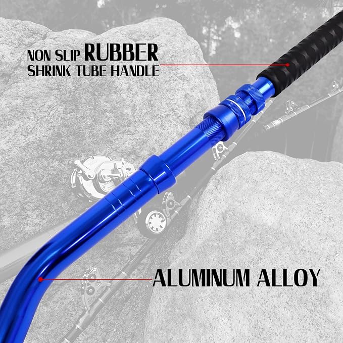 Fiblink 2-Piece Saltwater Offshore Heavy Bent/Straight Butt Trolling Rod Fishing Roller Rod Conventional Boat Deep Sea Fishing Pole (5'1"/5'6"/6'/6'6",30-50lb/50-80lb/80-120lb)
