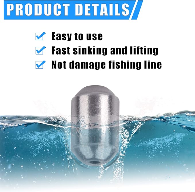 Fishing Weights Egg Sinkers Kit,42pcs Lead Free Fishing Weights Slip Sinkers for Fishing Lines Steel Barrel Weights for Freshwater Saltwater Bass Trout Walleye Fishing