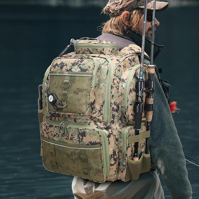 WANOON Fishing Backpack, Ttackle Bag,with Tackle Boxes. Large Fishing Bag Strong Materials