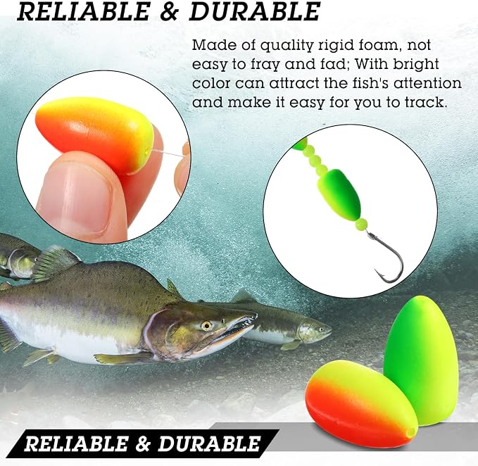 Skylety 60 Pieces Foam Floats Bullet Fishing Foam Snell Floats Pompano Rigs Oval Fly Fishing Strike Indicators for Trout Catfish Walleye