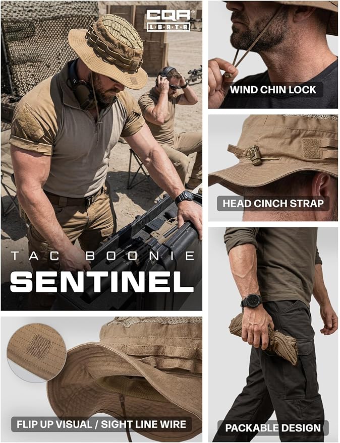 CQR Men's Tactical Boonie Hat, Breathable Packable Sun Hat for Hunting, Hiking, Fishing, Shooting, and Outdoor Activities