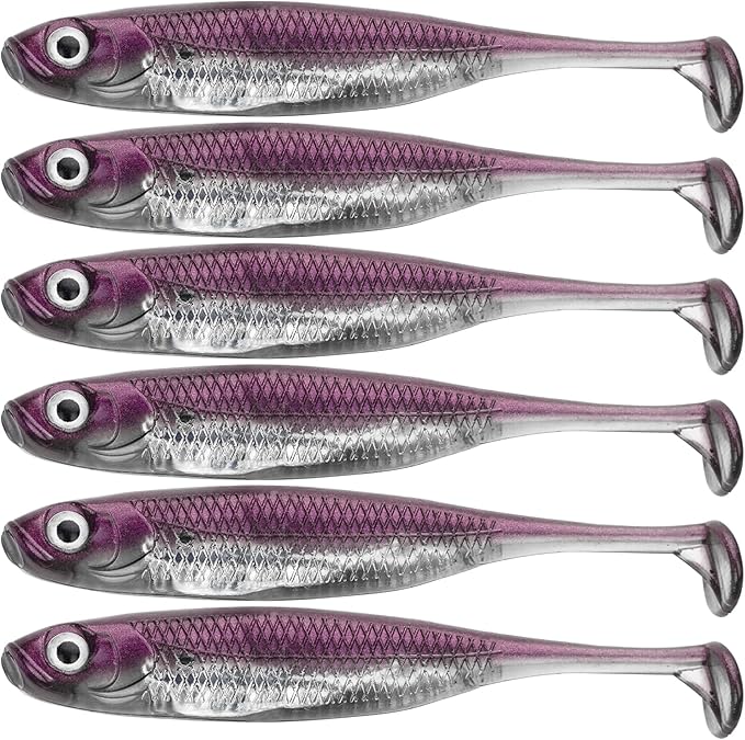 QualyQualy Soft Plastic Swimbait Paddle Tail Shad Lure Soft Bass Shad Bait Minnow Paddle Tail Swim Bait for Bass Trout Walleye Crappie - 2.75in, 3.14in, 3.94in, 5in
