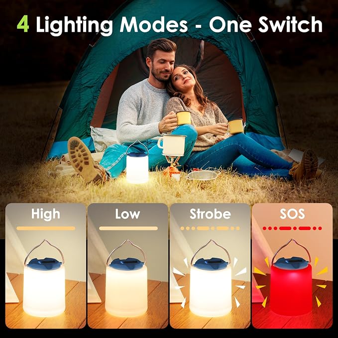 BOBKID LED Camping Lantern, Rechargeable Camping Light, 4 Modes Outdoor Flashlights Lanterns with 1000LM, Water Resistant Portable Emergency Camp Light for Hurricane Hiking Survival Kits - Blue
