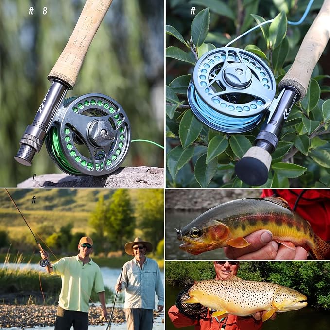 Sougayilang Fly Fishing Rod and Reel Combo, 4 Pieces Ultra Lightweight Portable Fly Rod and CNC Machined Aluminum Alloy Reel Complete Starter Package with Rod Bag
