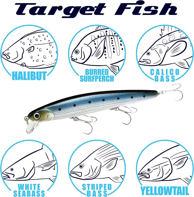 LUCKY CRAFT FlashMinnow 110, Saltwater Fishing Lures, Jerkbait Surf Fishing Accessories and Gear, 1-2 ft Slow Suspending Topwater Lure, Halibut and Bass