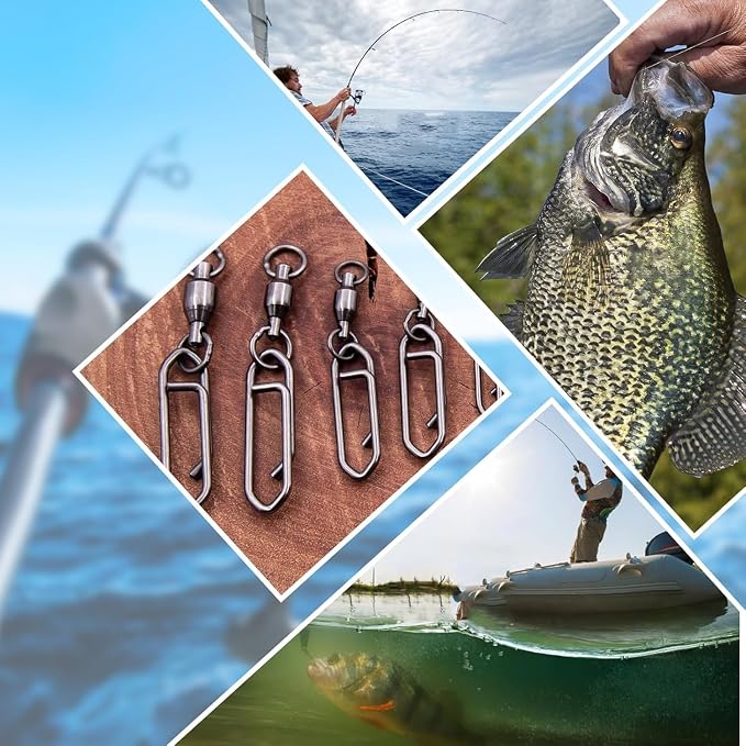 50Pcs High Strength Fishing Swivels | Ball Bearing Snap Swivels with Stainless Steel| Saltwater/Freshwater Quick-Change Snap Swivels for Catfishing Tackle,Lures