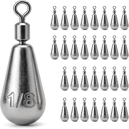 Drop Shot Fishing Weights with Rolling Swivel Streamlined Lead Fishing Sinkers for Freshwater Saltwater Catfish Bass Casting Fishing and Bottom Fishing Rigs