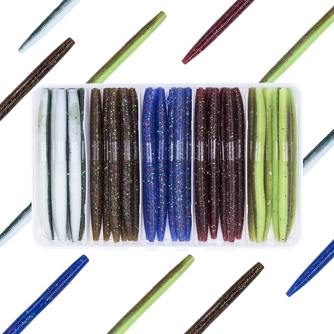 30/50/78/100Pcs Senko Worms Kit – 4"/5" Soft Plastic Fishing Lures with Salt Impregnation for Bass Fishing