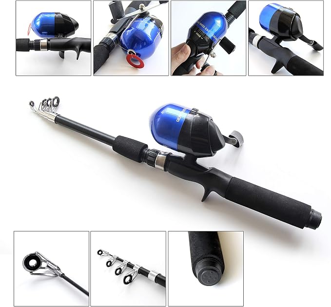 Kids Fishing Pole Spincast Youth Fishing Pole Tackle Box - with Net,Travel Bag,Rod and Reel Kit for Boys and Girls, Youth or Beginner’s