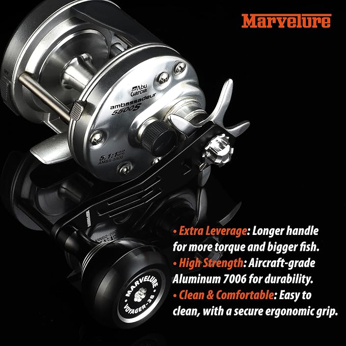 Power Handle 2.95'' (75 mm) Compatible for Shimano Curado Tranx, Daiwa Lexa, Penn Fathom Squall Low Profile, Okuma Komodo, Quantum Accurist Baitcasting Reels
