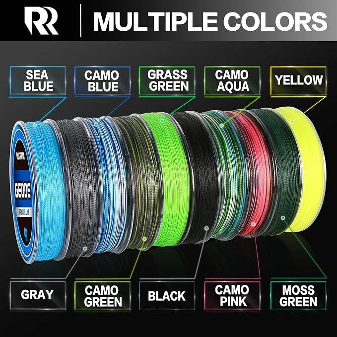 Geode Braided Fishing Line, Super Strong Power Braid Lines for Saltwater and Freshwater Fish 8-50lb, 150yds/300yds/500yds/1000yds